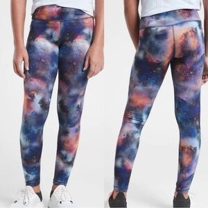 Athleta Chit Chat Tight Cosmic Galaxy Girls Leggings L, XL